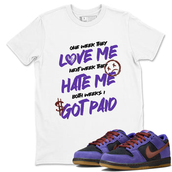 Sneaker match tees – Sneaker Threads To Match Dunk Low Persian Violet Shoes – I Got Paid Tee White 1
