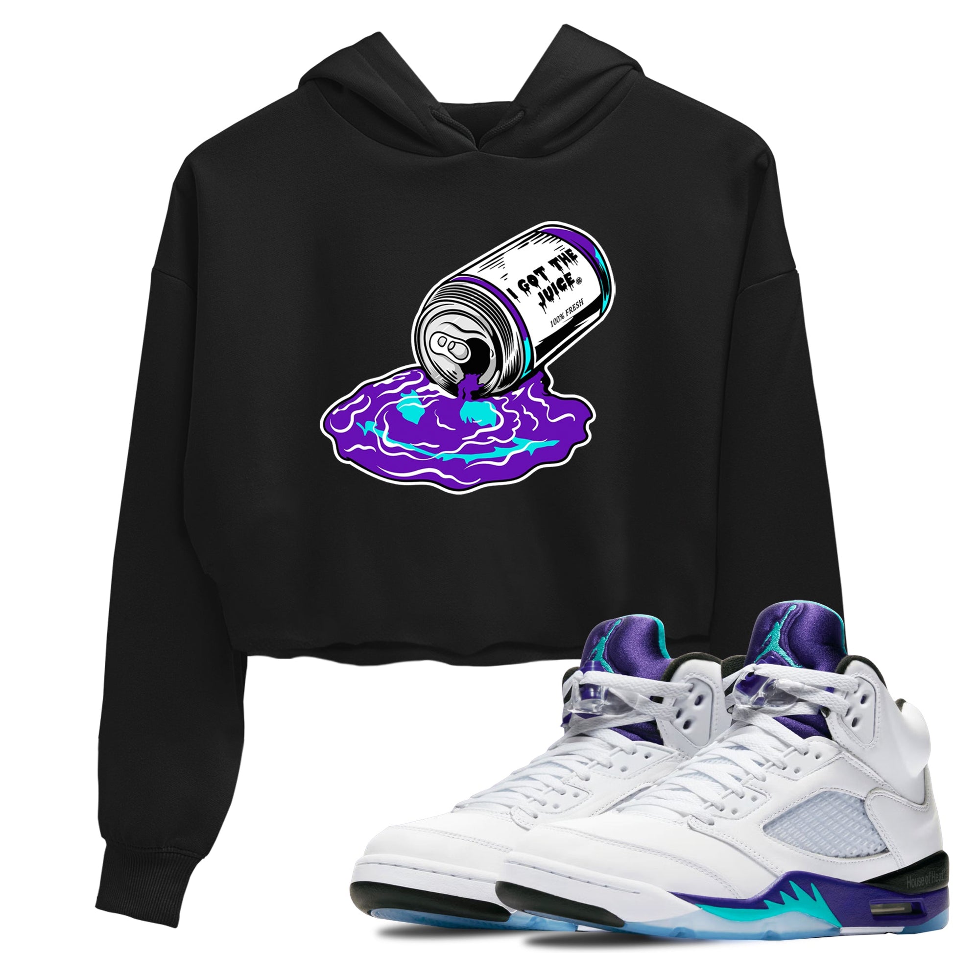 5s Grape shirts to match jordans I Got The Juice best t shirts to wear with jordans AJ 5 OG Grape match shoes to clothes SNRT Sneaker Tees unisex cotton Black 1 crop tee