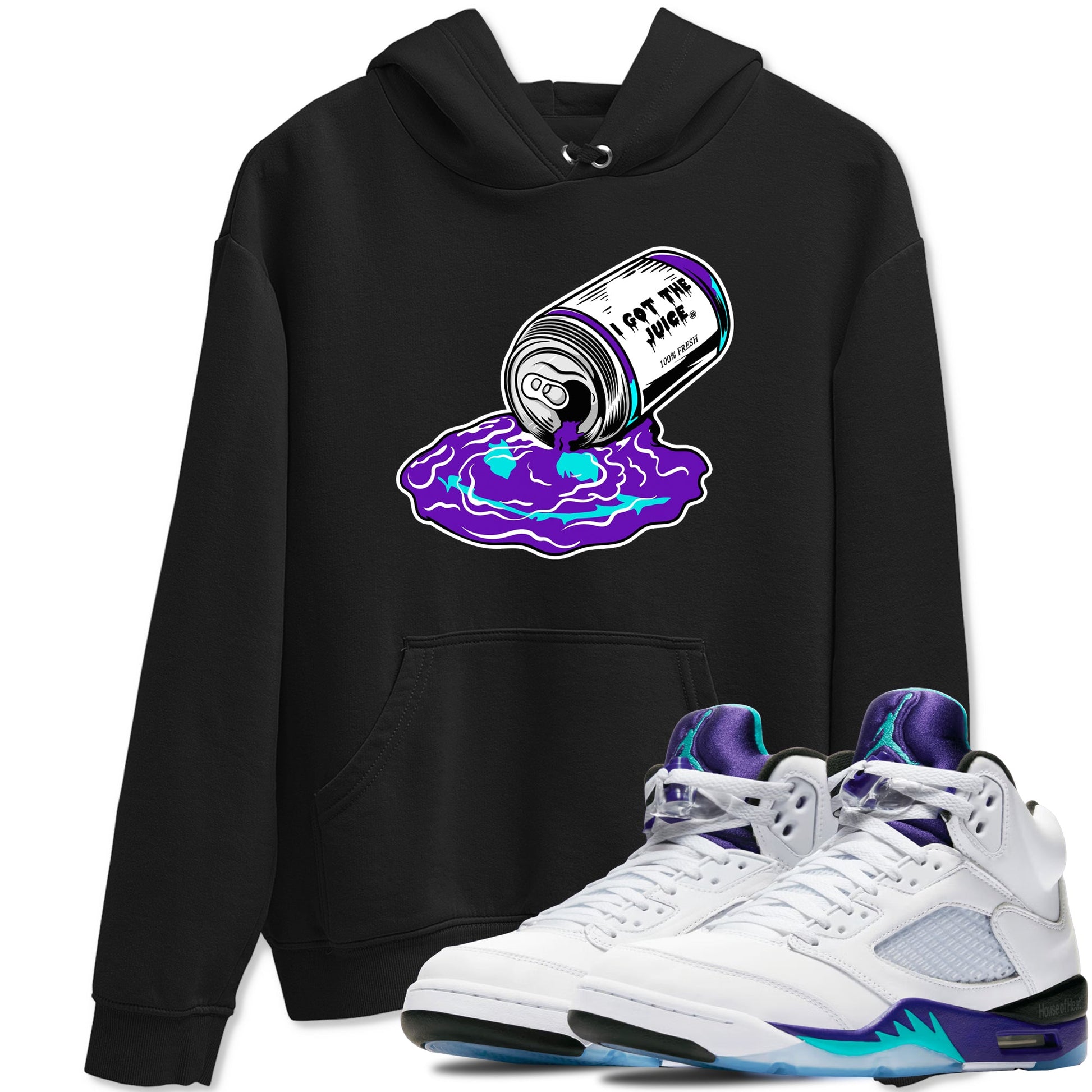 5s Grape shirts to match jordans I Got The Juice best t shirts to wear with jordans AJ 5 OG Grape match shoes to clothes SNRT Sneaker Tees unisex cotton Black 1 shirts