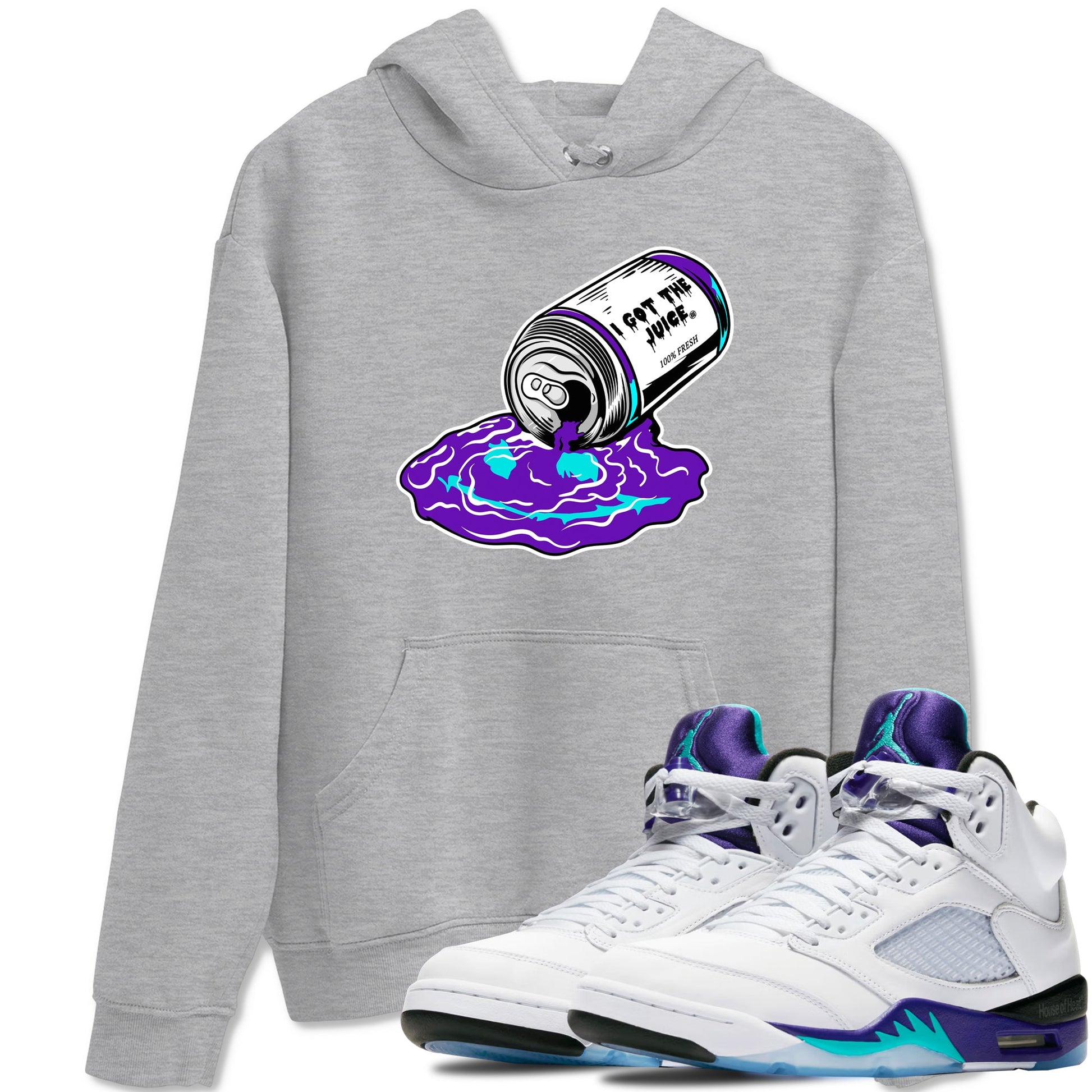 5s Grape shirts to match jordans I Got The Juice best t shirts to wear with jordans AJ 5 OG Grape match shoes to clothes SNRT Sneaker Tees unisex cotton Heather Grey 1 shirts