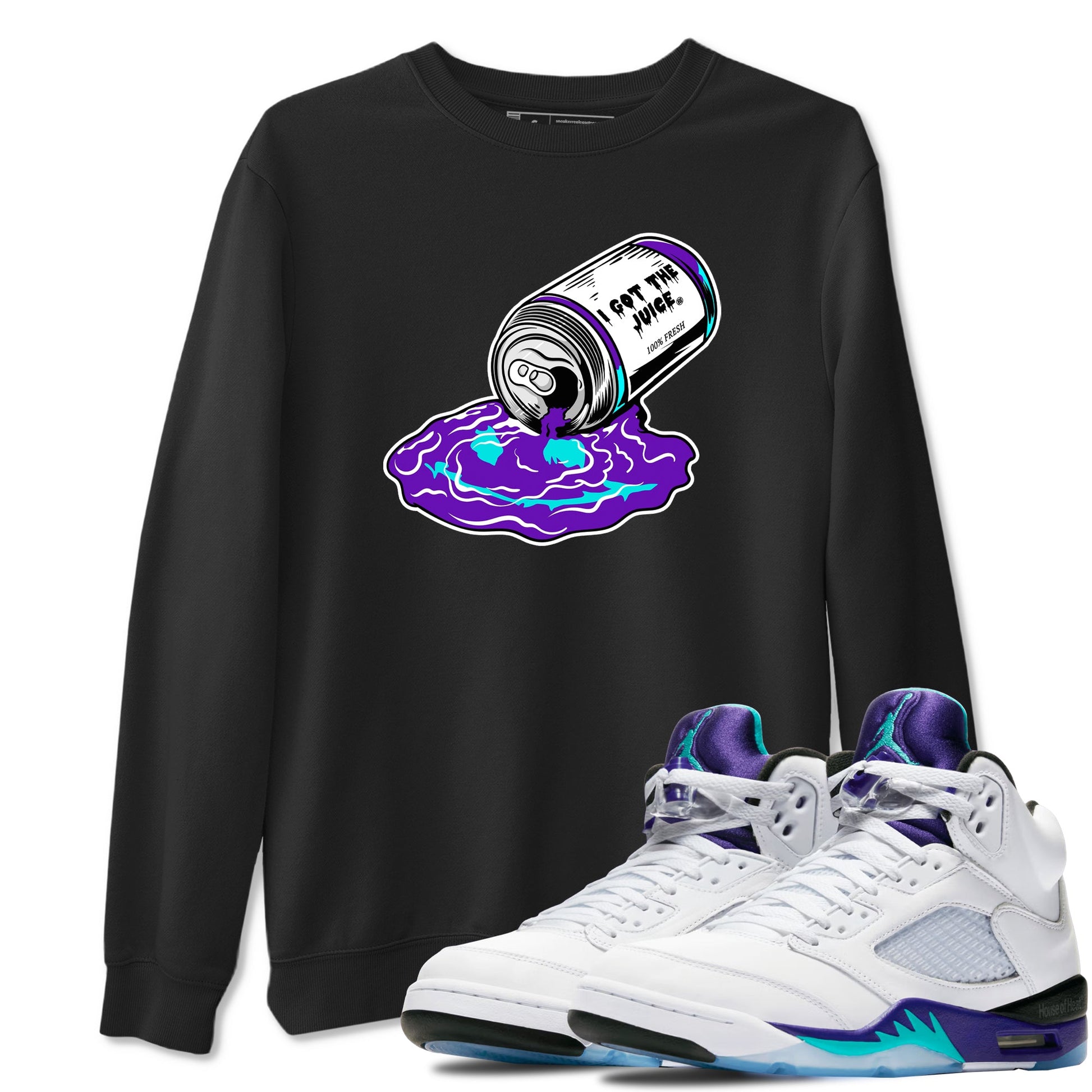 5s Grape shirts to match jordans I Got The Juice best t shirts to wear with jordans AJ 5 OG Grape match shoes to clothes SNRT Sneaker Tees unisex cotton Black 1 shirts