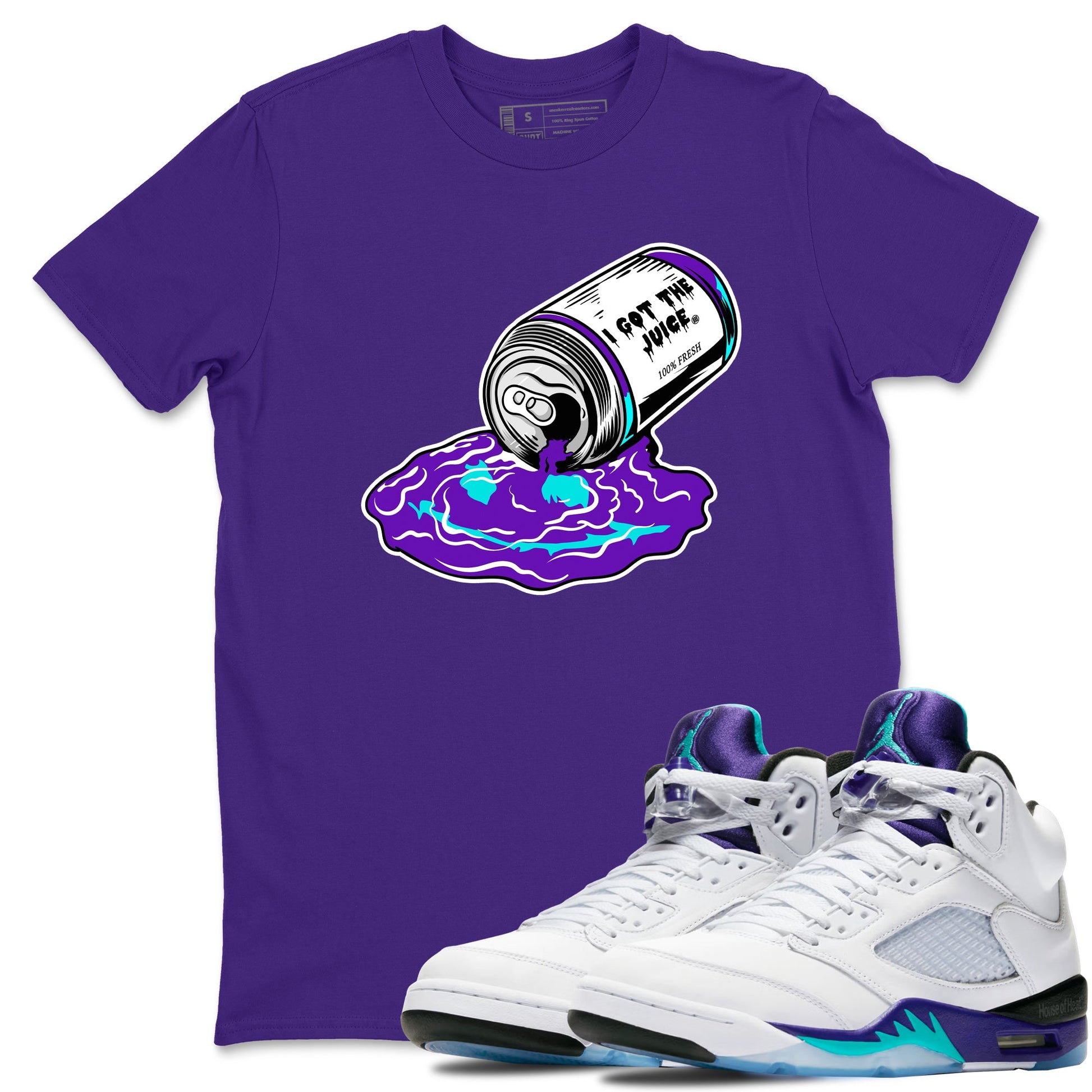 5s Grape shirts to match jordans I Got The Juice best t shirts to wear with jordans AJ 5 OG Grape match shoes to clothes SNRT Sneaker Tees unisex cotton Purple 1 shirts