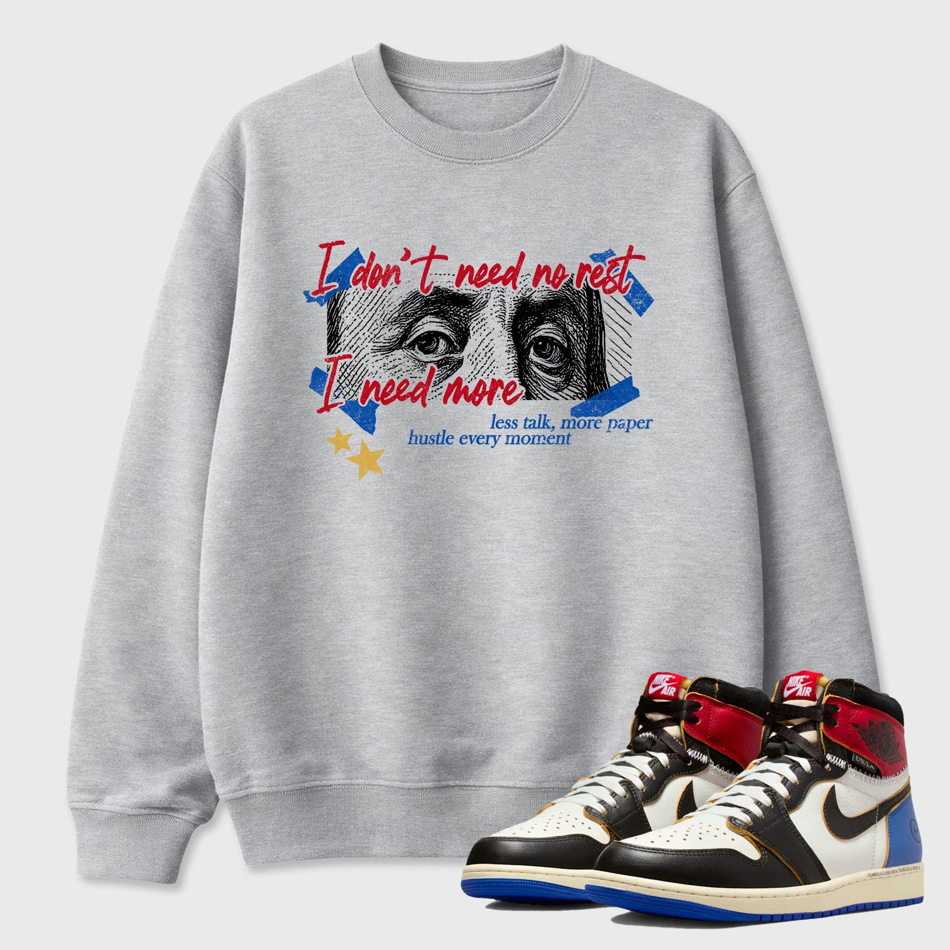 Sneaker match tees – Sneaker Tees To Match Air Jordan 1 Union x Fragment Shoes – I Need More Tee Heather Grey 1