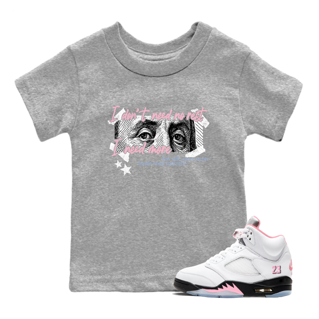 Sneaker match tees – Sneaker Tees To Match Air Jordan 5 35th Anniversary Shoes – I Need More Kids T-Shirt Heather Grey 1