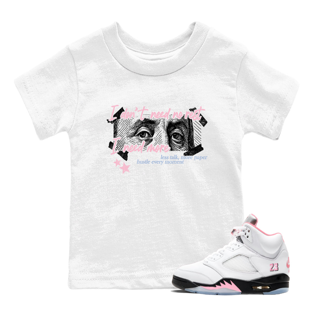 Sneaker match tees – Sneaker Tees To Match Air Jordan 5 35th Anniversary Shoes – I Need More Kids T-Shirt White 1