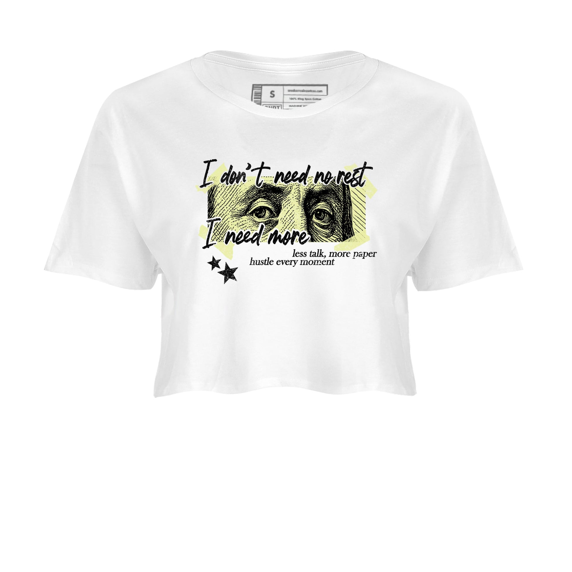 Sneaker match tees – Sneaker Tees To Match Air Jordan 5 Luminous Green Shoes – I Need More Crop T-Shirt White 2