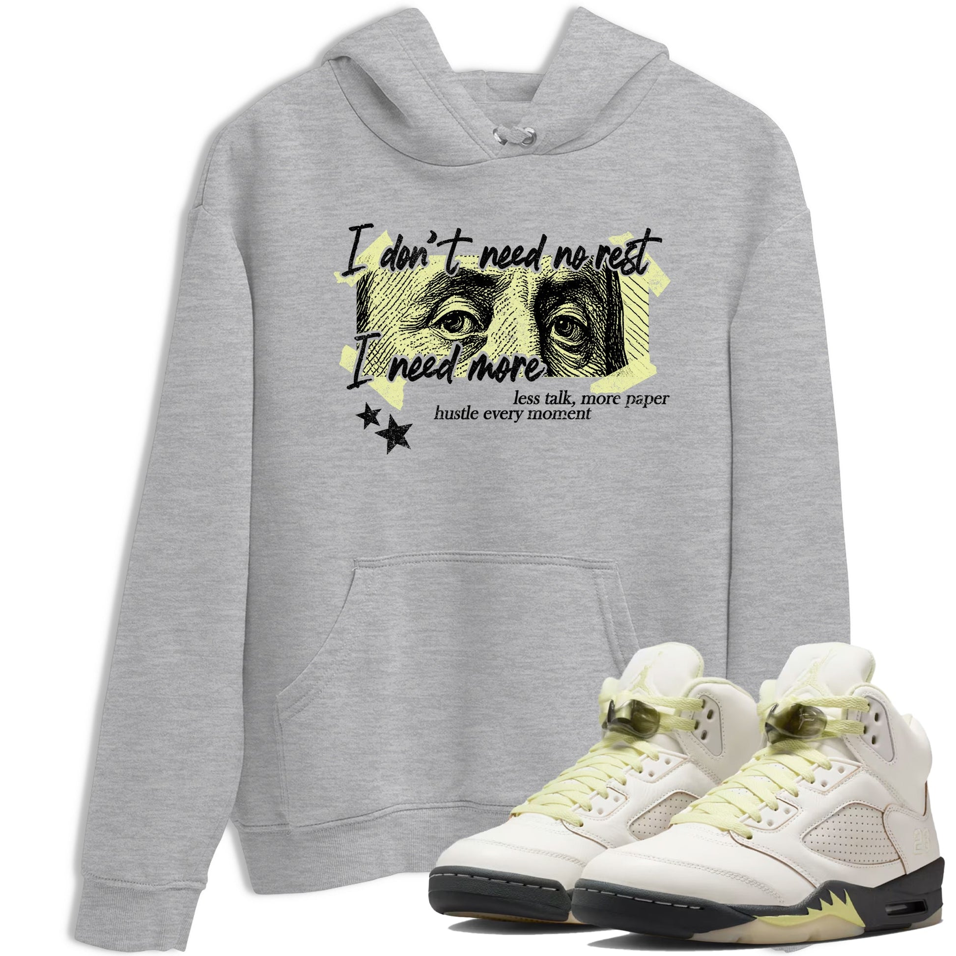 Sneaker match tees – Sneaker Tees To Match Air Jordan 5 Luminous Green Shoes – I Need More Tee Heather Grey 1