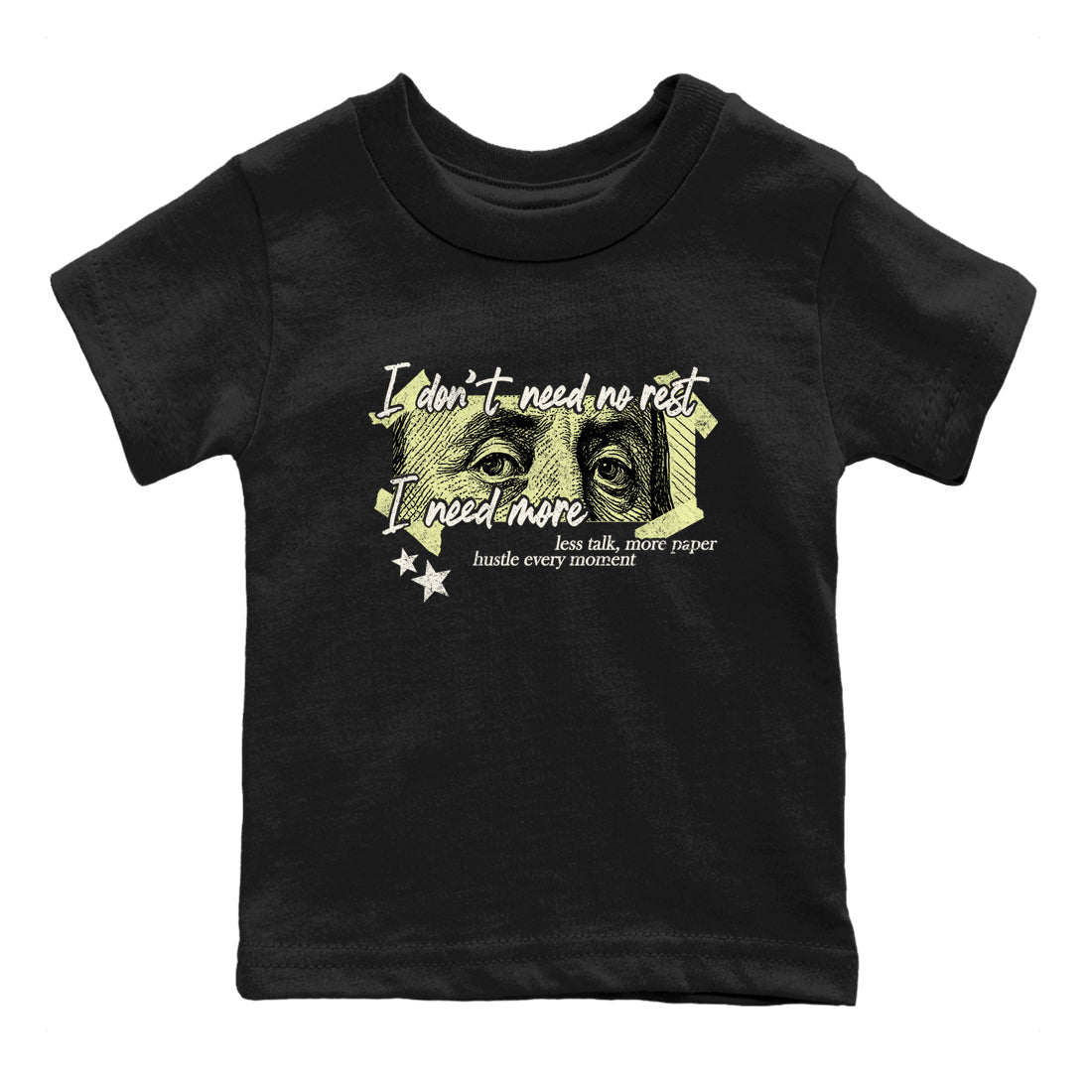 Sneaker match tees – Sneaker Tees To Match Air Jordan 5 Luminous Green Shoes – I Need More Kids T-Shirt Black 2