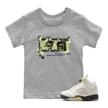 Sneaker match tees – Sneaker Tees To Match Air Jordan 5 Luminous Green Shoes – I Need More Kids T-Shirt Heather Grey 1