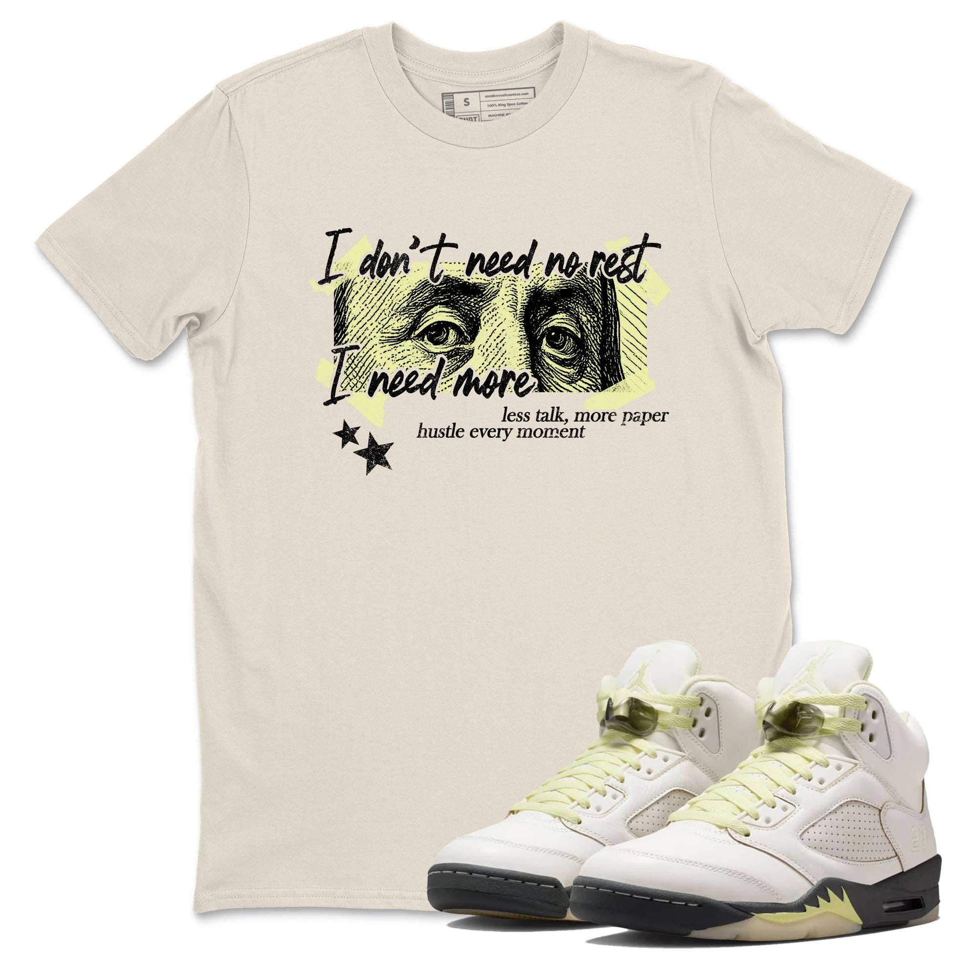 Sneaker match tees – Sneaker Tees To Match Air Jordan 5 Luminous Green Shoes – I Need More Tee Natural 1