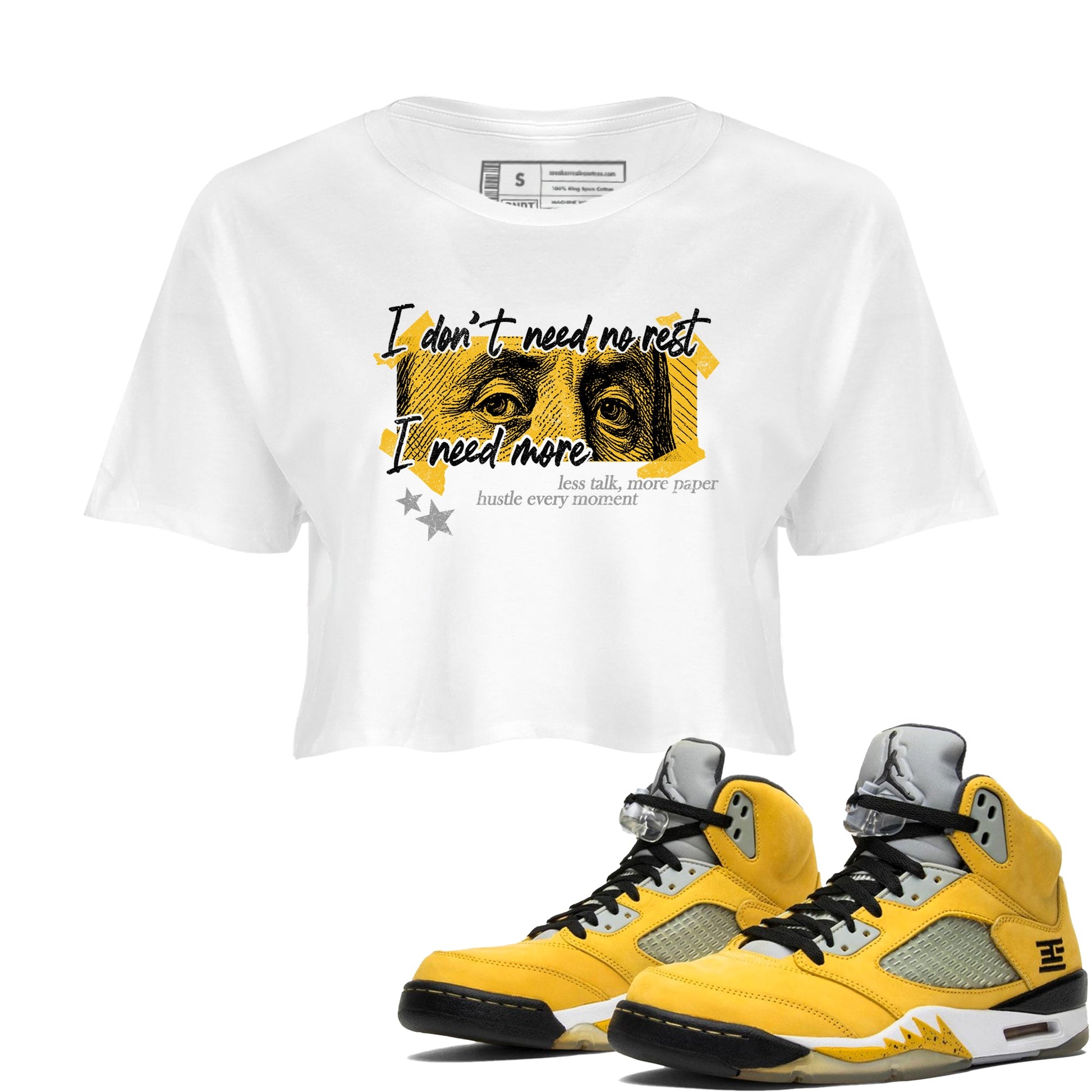 Sneaker match tees – Sneaker Tees To Match Air Jordan 5 Tokyo Shoes – I Need More Crop T-Shirt White 1