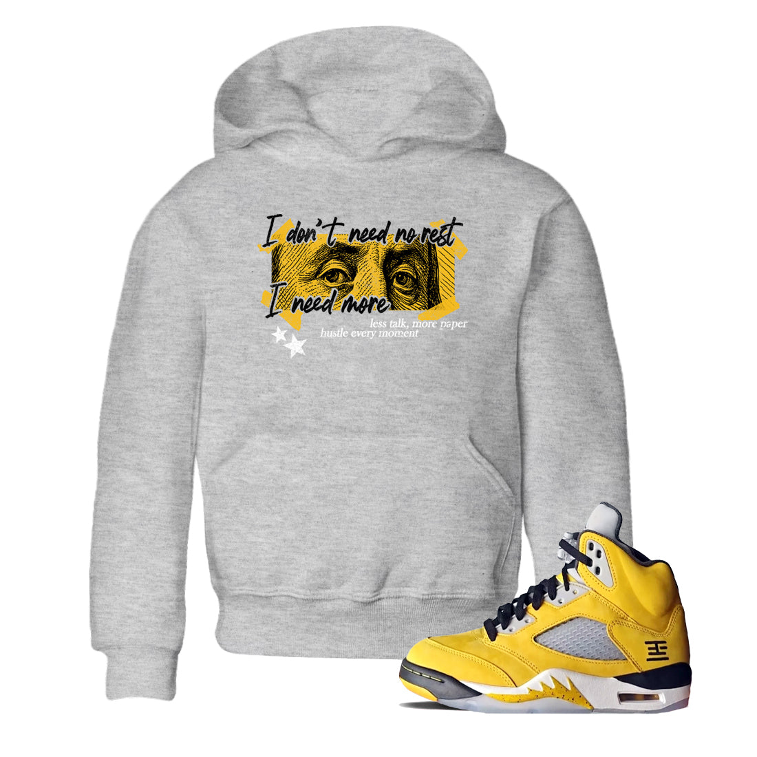 Sneaker match tees – Sneaker Tees To Match Air Jordan 5 Tokyo Shoes – I Need More Kids T-Shirt Heather Grey 1