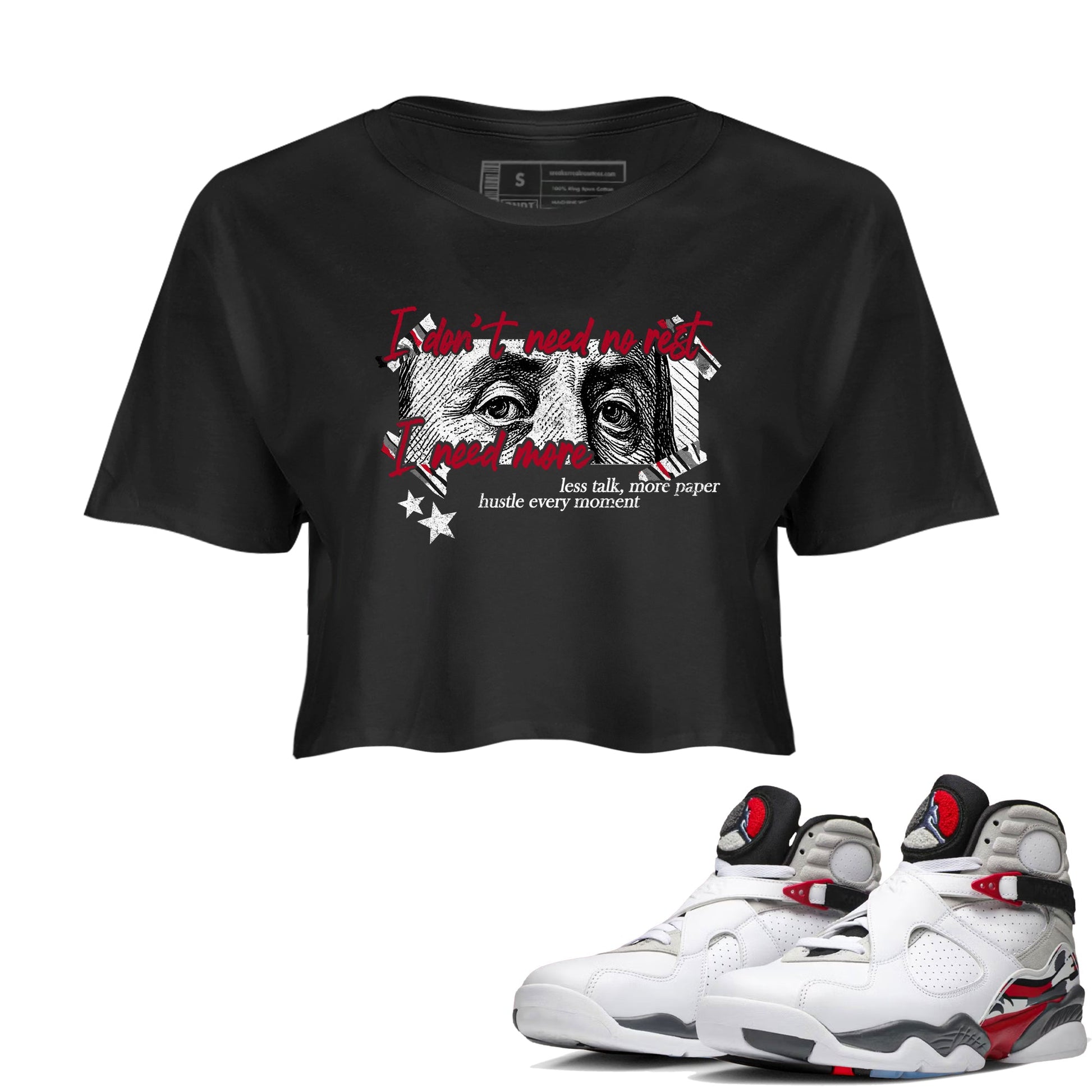 Sneaker match tees – Sneaker Tees To Match Air Jordan 8 Bunny Shoes Air Jordan 8 Bunny White and True Red – I Need More Crop T-Shirt Black 1