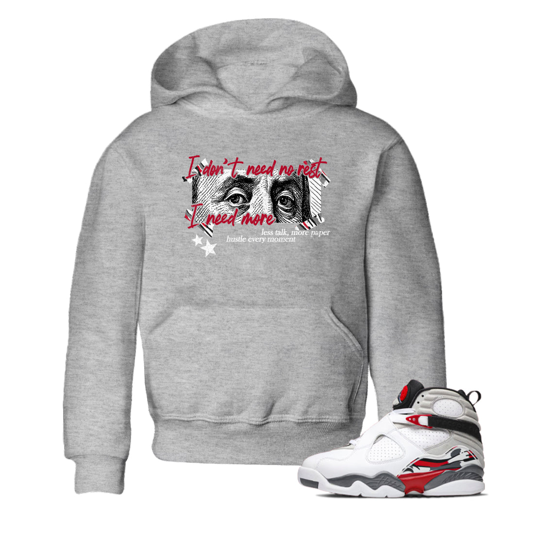 Sneaker match tees – Sneaker Tees To Match Air Jordan 8 Bunny Shoes Air Jordan 8 Bunny White and True Red – I Need More Kids T-Shirt Heather Grey 1