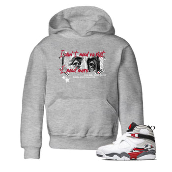 Sneaker match tees – Sneaker Tees To Match Air Jordan 8 Bunny Shoes Air Jordan 8 Bunny White and True Red – I Need More Kids T-Shirt Heather Grey 1