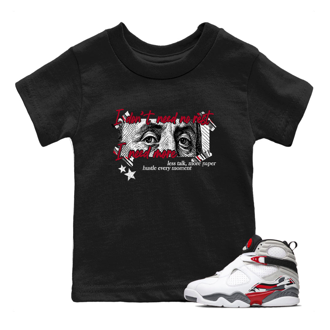 Sneaker match tees – Sneaker Tees To Match Air Jordan 8 Bunny Shoes Air Jordan 8 Bunny White and True Red – I Need More Kids T-Shirt Black 1