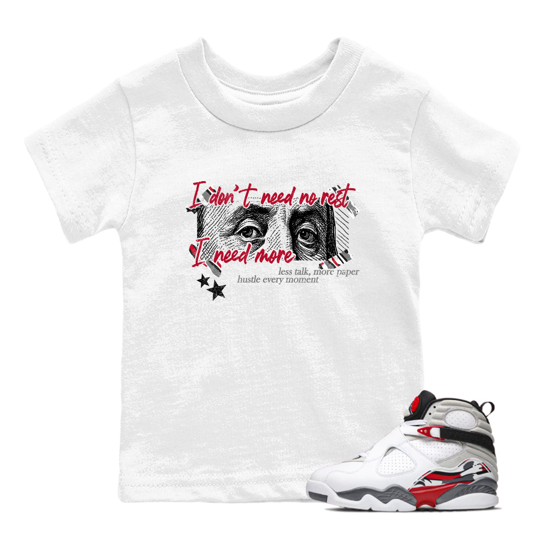 Sneaker match tees – Sneaker Tees To Match Air Jordan 8 Bunny Shoes Air Jordan 8 Bunny White and True Red – I Need More Kids T-Shirt White 1