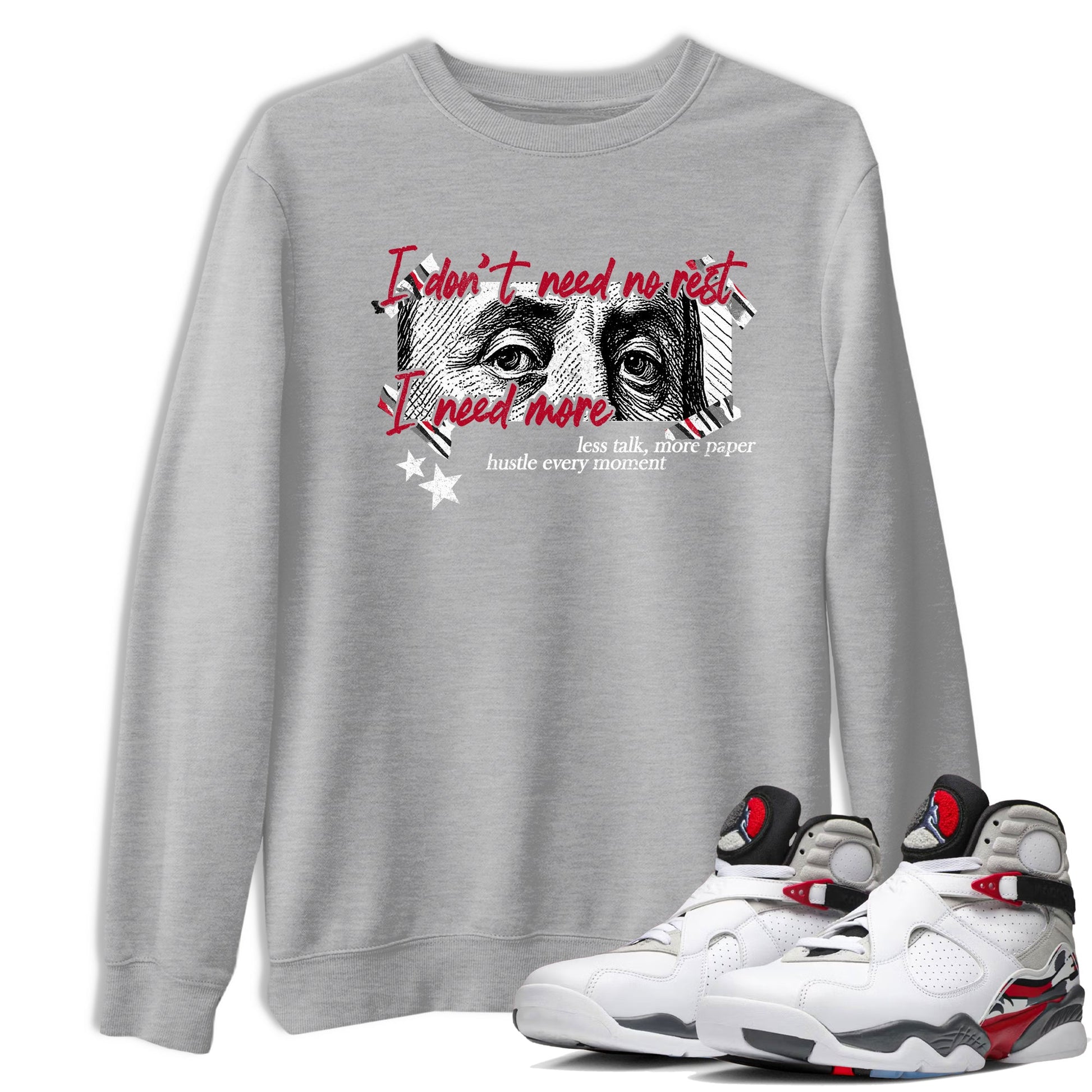 Sneaker match tees – Sneaker Tees To Match Air Jordan 8 Bunny Shoes Air Jordan 8 Bunny White and True Red – I Need More Tee Heather Grey 1