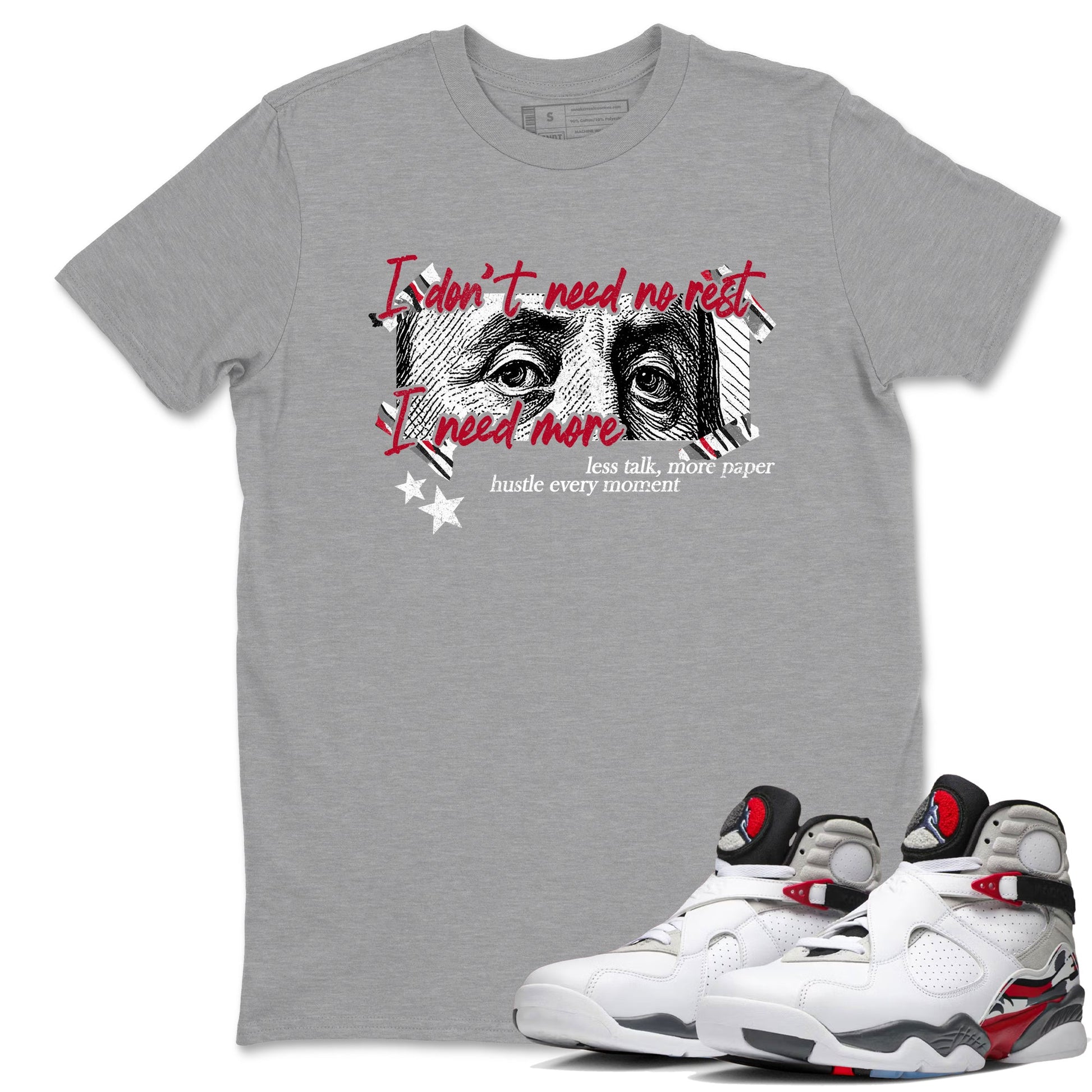 Sneaker match tees – Sneaker Tees To Match Air Jordan 8 Bunny Shoes Air Jordan 8 Bunny White and True Red – I Need More Tee Heather Grey 1