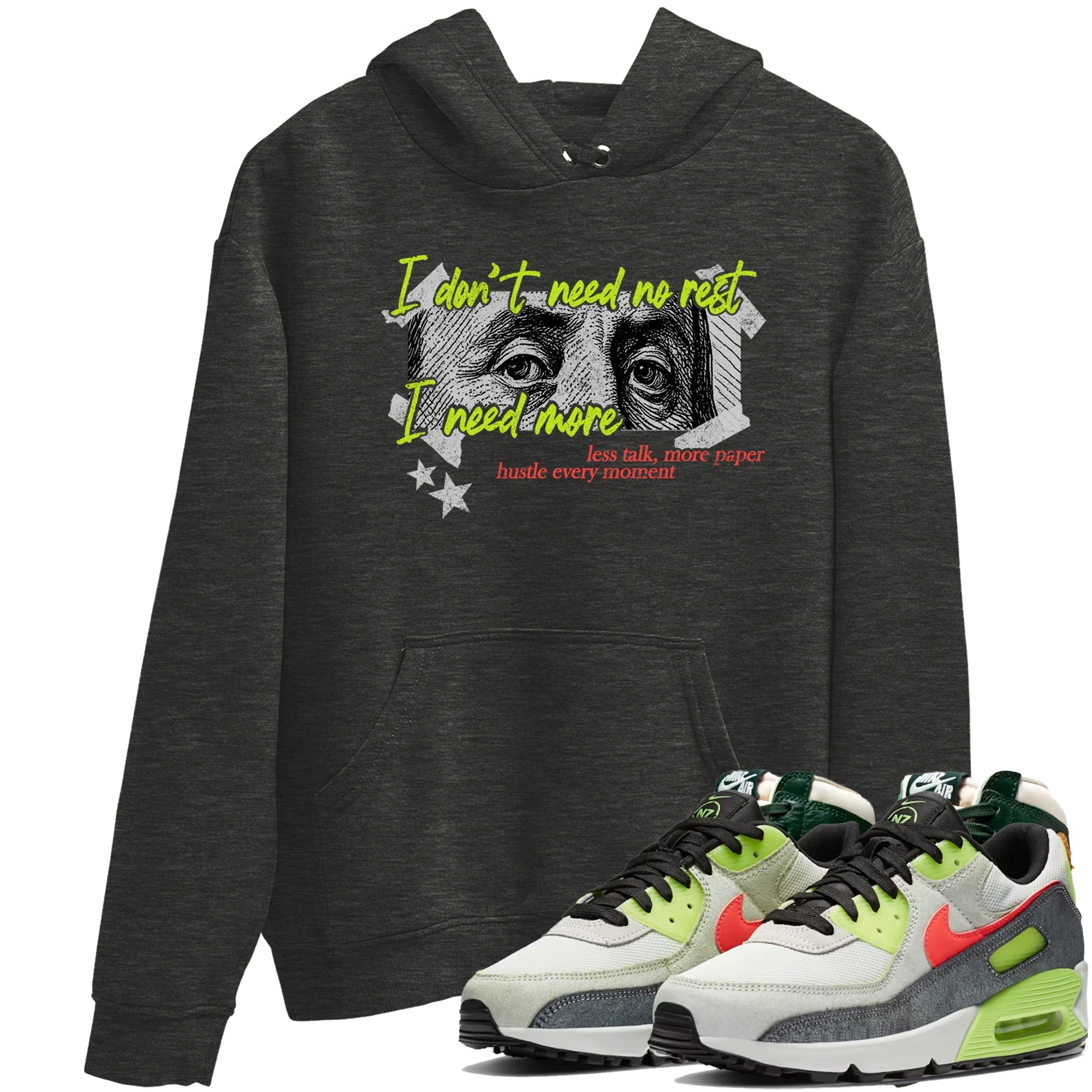 Sneaker Threads – Sneaker Tees To Match Air Max 90 Spruce Aura and Ghost Green – I Need More Graphic Tee Charcoal Heather 1. Perfect for Jordan releases 2025 colorways.