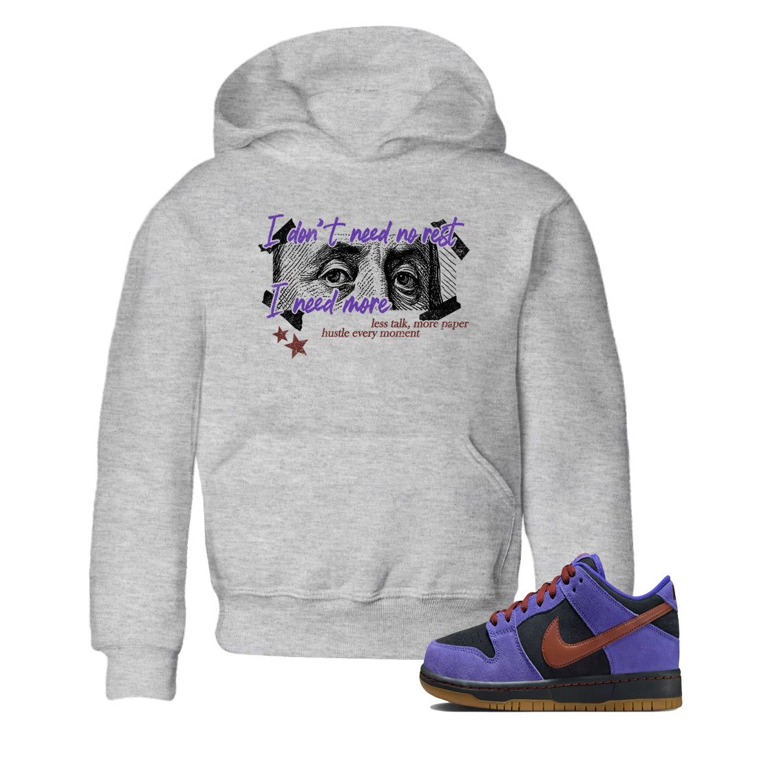 Sneaker match tees – Sneaker Threads To Match Dunk Low Persian Violet Shoes – I Need More Kids T-Shirt Heather Grey 1