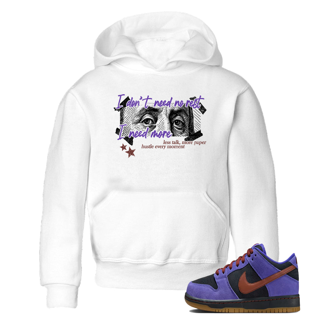 Sneaker match tees – Sneaker Threads To Match Dunk Low Persian Violet Shoes – I Need More Kids T-Shirt White 1