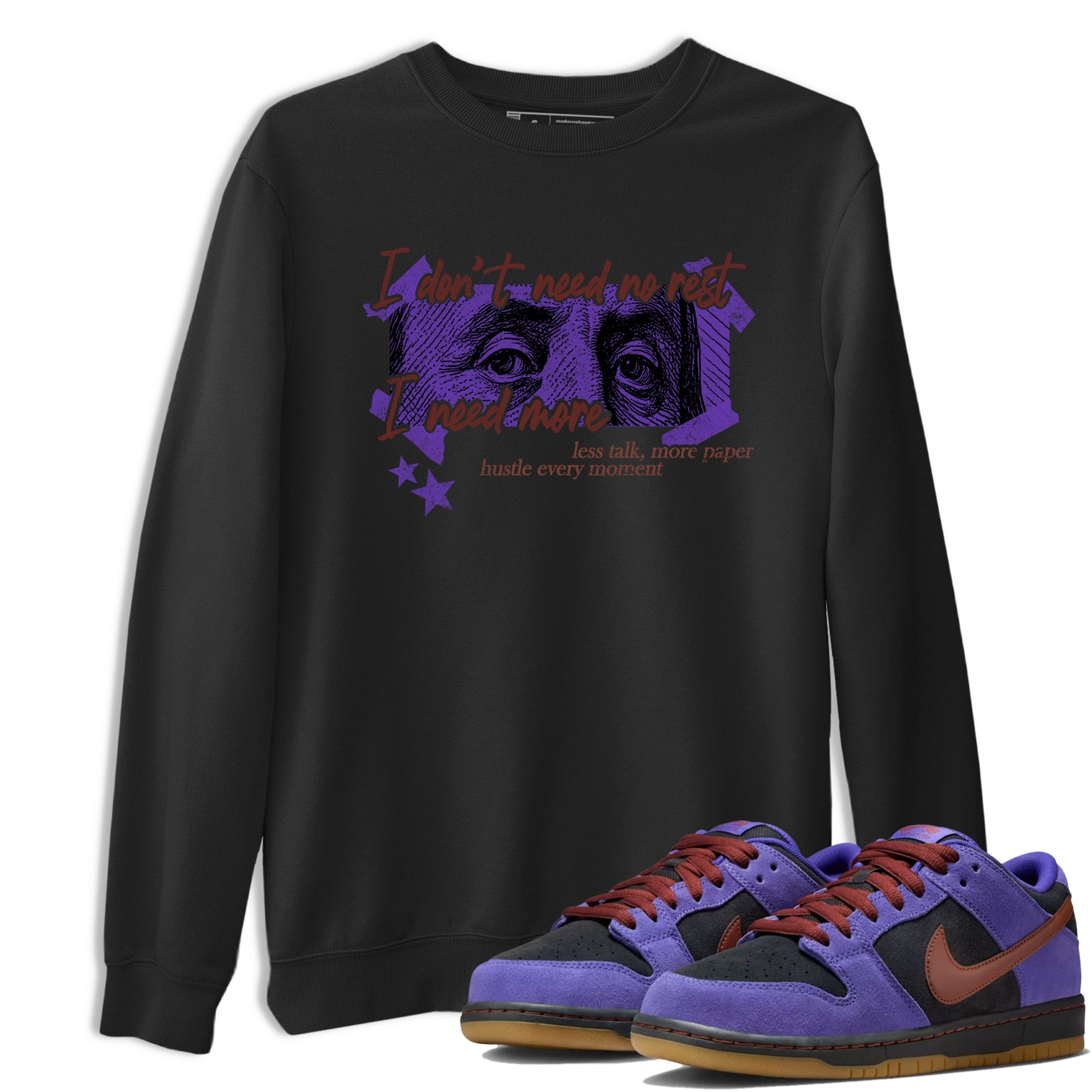 Sneaker match tees – Sneaker Threads To Match Dunk Low Persian Violet Shoes – I Need More Tee Black 1