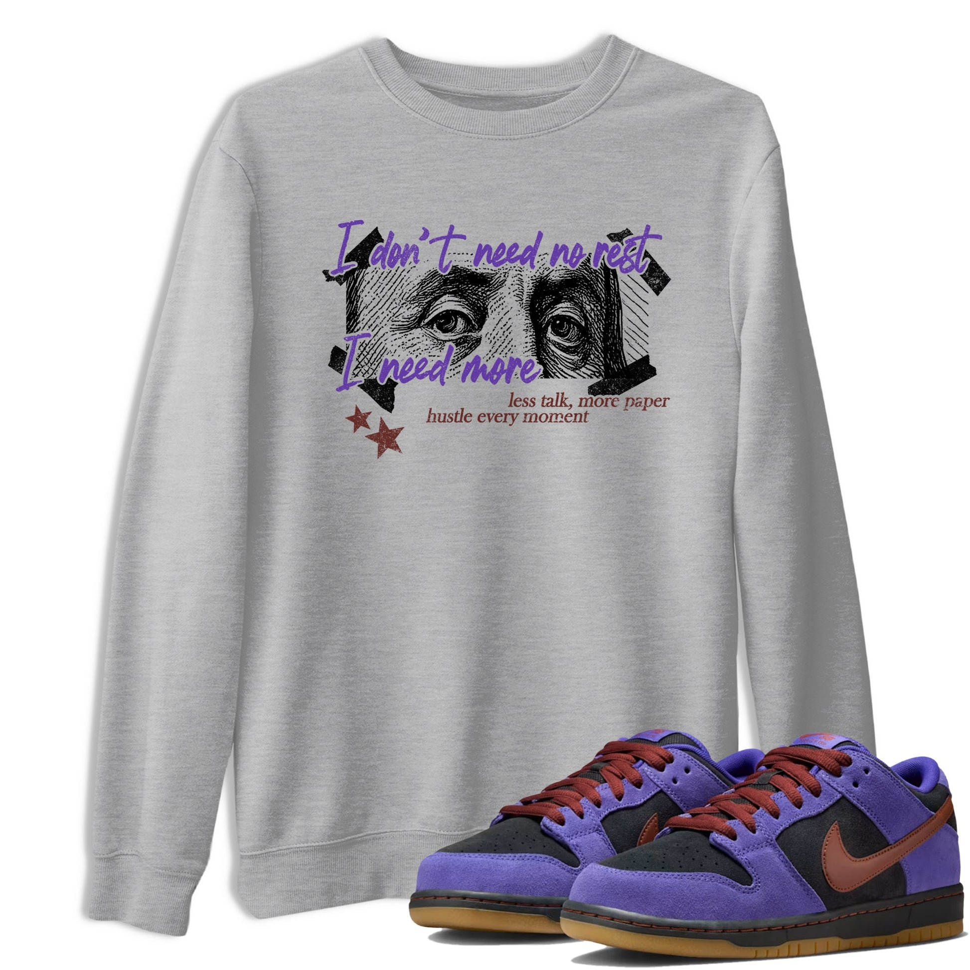 Sneaker match tees – Sneaker Threads To Match Dunk Low Persian Violet Shoes – I Need More Tee Heather Grey 1
