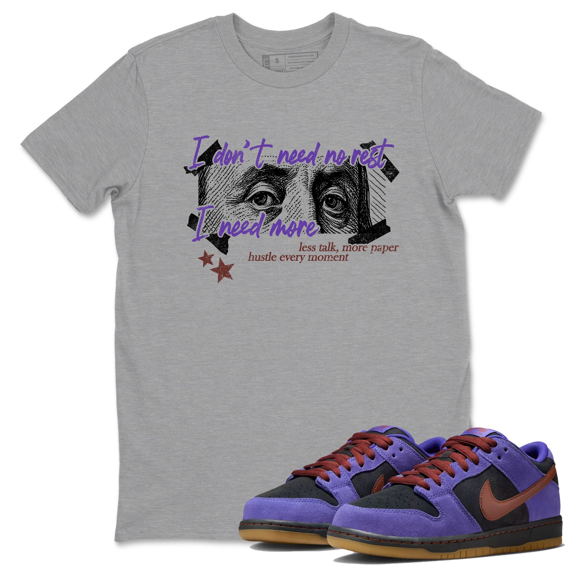 Sneaker match tees – Sneaker Threads To Match Dunk Low Persian Violet Shoes – I Need More Tee Heather Grey 1