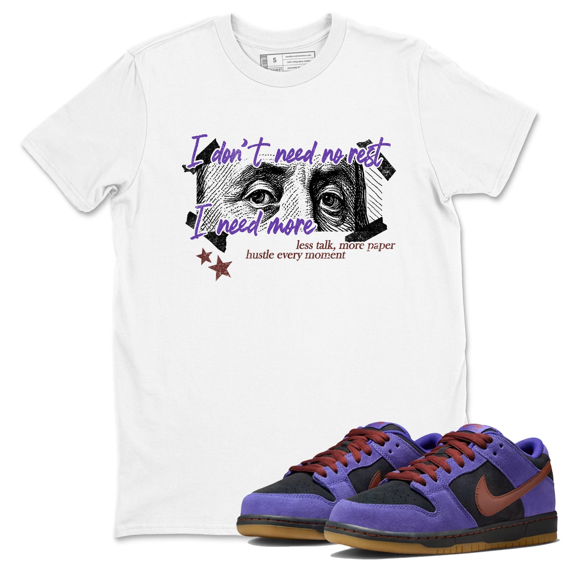 Sneaker match tees – Sneaker Threads To Match Dunk Low Persian Violet Shoes – I Need More Tee White 1