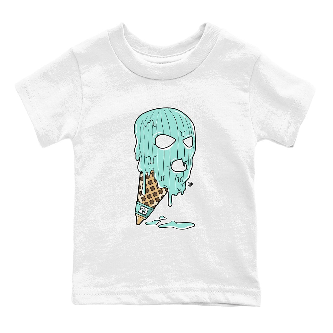 Ice Cream Mask baby and kids t-shirt crafted for little sneakerheads to shine with the Air Jordan 11 Igloo sneakers, displayed in White 2.