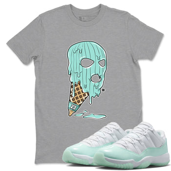 Ice Cream Mask sneaker match t-shirt styled to complete your fit with the Air Jordan 11 Igloo sneakers, shown in Heather Grey 1.