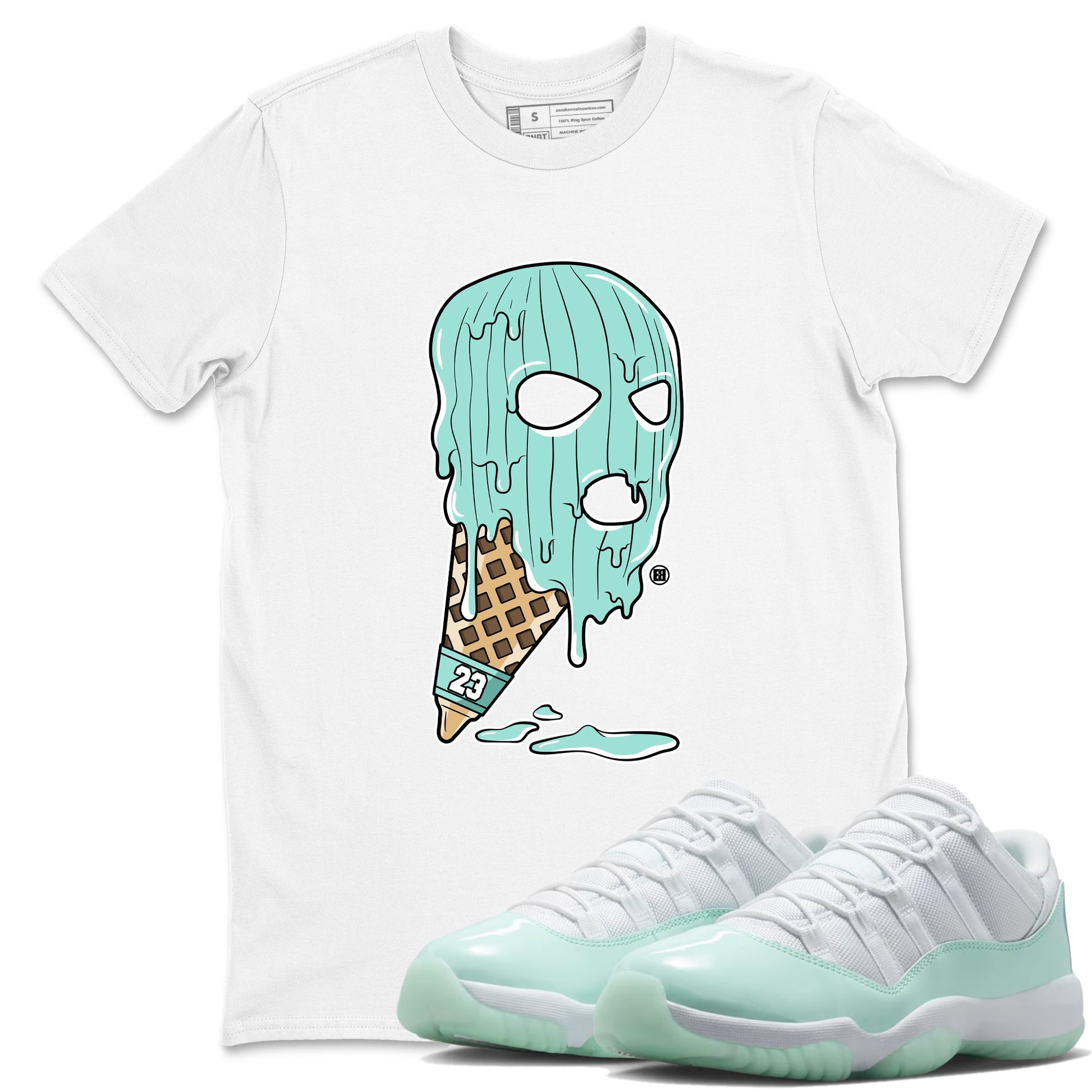 Ice Cream Mask sneaker match t-shirt styled to complete your fit with the Air Jordan 11 Igloo sneakers, shown in White 1.