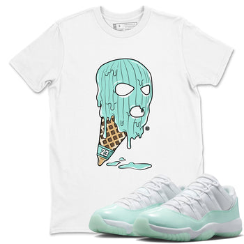Ice Cream Mask sneaker match t-shirt styled to complete your fit with the Air Jordan 11 Igloo sneakers, shown in White 1.