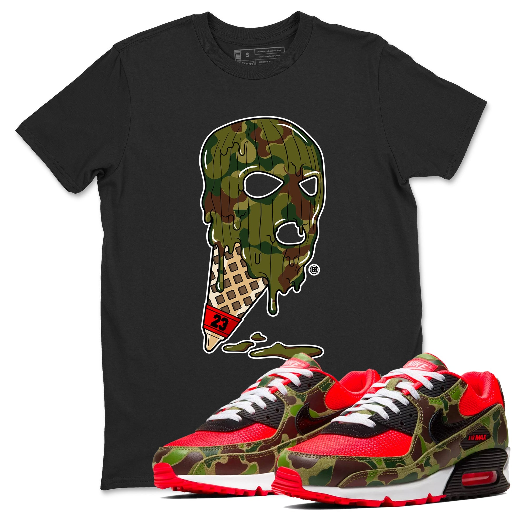 Air Max 90 Reverse Camo shirts to match jordans Ice Cream Mask sneaker match tees Air Max 90 Reverse Duck Camo match shoes to clothes SNRT Sneaker Tees unisex cotton Black 1 shirts