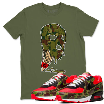 Air Max 90 Reverse Camo shirts to match jordans Ice Cream Mask sneaker match tees Air Max 90 Reverse Duck Camo match shoes to clothes SNRT Sneaker Tees unisex cotton Military Green 1 shirts