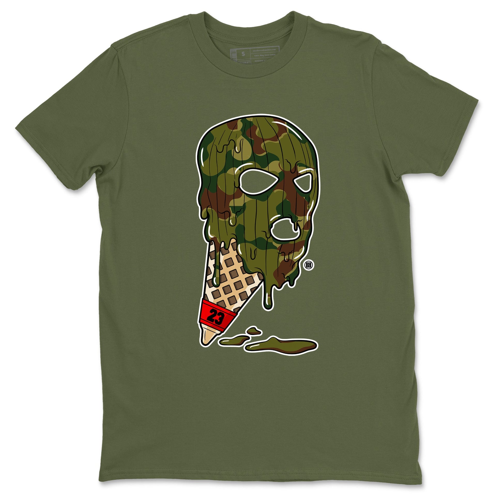 Air Max 90 Reverse Camo shirts to match jordans Ice Cream Mask sneaker match tees Air Max 90 Reverse Duck Camo match shoes to clothes SNRT Sneaker Tees unisex cotton Military Green 2 shirts