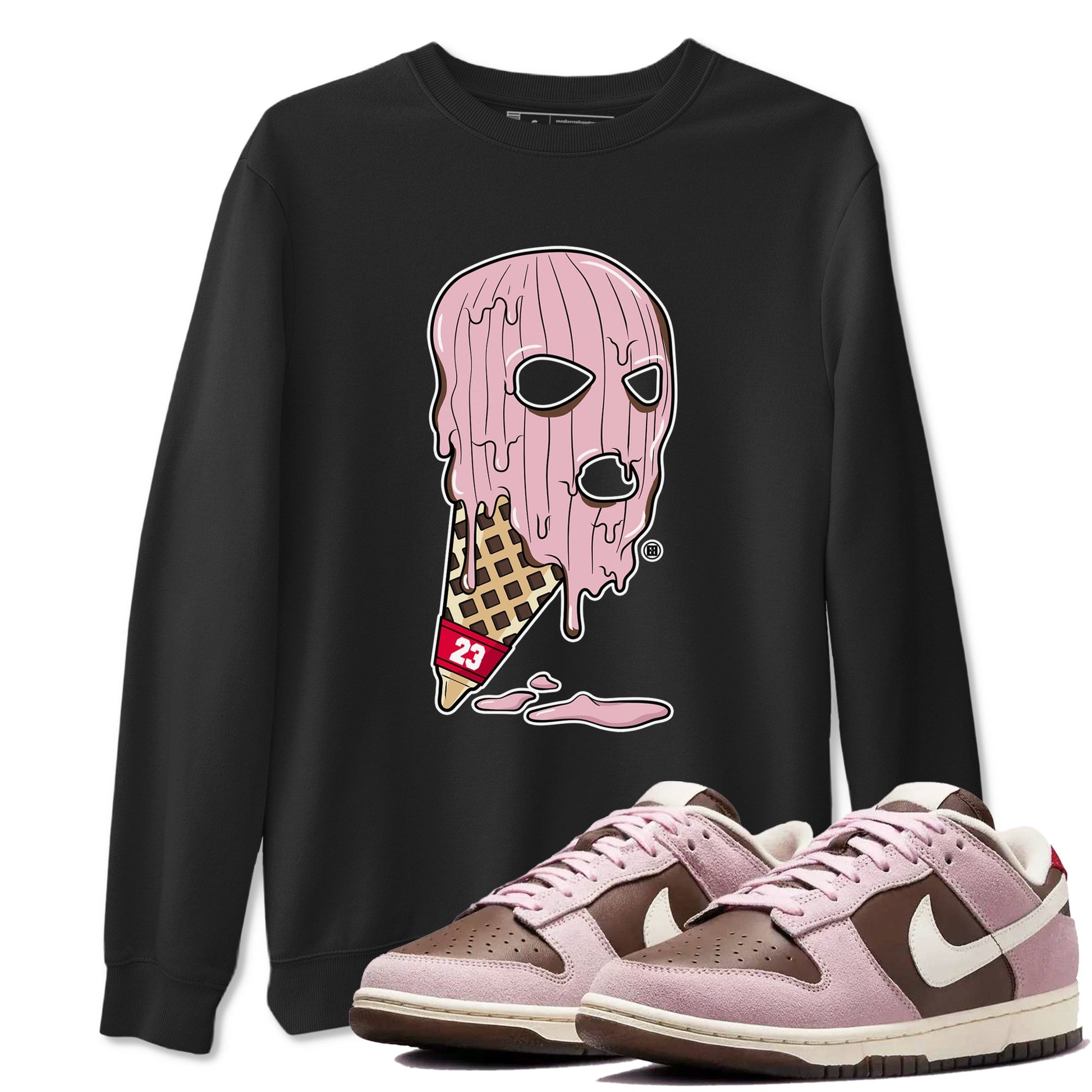 Dunk Cacao Wow And Pink Foam shirts to match jordans Ice Cream Mask sneaker match tees Dunk Cacao Wow And Pink Foam SNRT Sneaker Tees streetwear brand Black 1 unisex cotton tee
