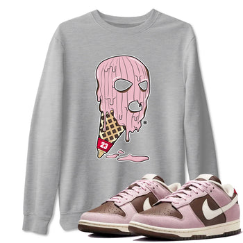 Dunk Cacao Wow And Pink Foam shirts to match jordans Ice Cream Mask sneaker match tees Dunk Cacao Wow And Pink Foam SNRT Sneaker Tees streetwear brand Heather Grey 1 unisex cotton tee