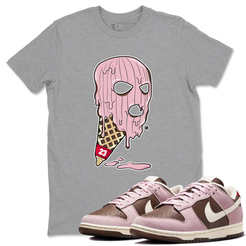 Dunk Cacao Wow And Pink Foam shirts to match jordans Ice Cream Mask sneaker match tees Dunk Cacao Wow And Pink Foam SNRT Sneaker Tees streetwear brand Heather Grey 1 unisex cotton tee