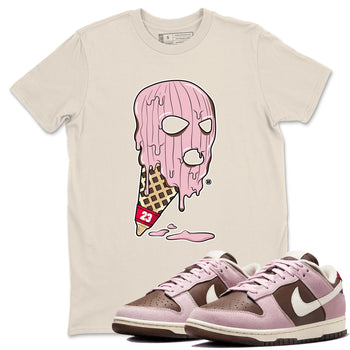 Dunk Cacao Wow And Pink Foam shirts to match jordans Ice Cream Mask sneaker match tees Dunk Cacao Wow And Pink Foam SNRT Sneaker Tees streetwear brand Natural 1 unisex cotton tee