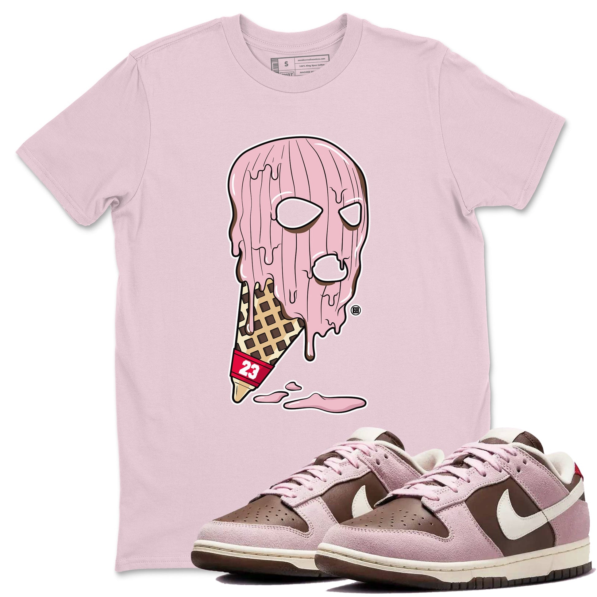 Dunk Cacao Wow And Pink Foam shirts to match jordans Ice Cream Mask sneaker match tees Dunk Cacao Wow And Pink Foam SNRT Sneaker Tees streetwear brand Pink 1 unisex cotton tee