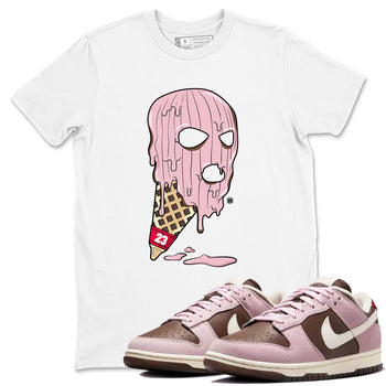 Dunk Cacao Wow And Pink Foam shirts to match jordans Ice Cream Mask sneaker match tees Dunk Cacao Wow And Pink Foam SNRT Sneaker Tees streetwear brand White 1 unisex cotton tee