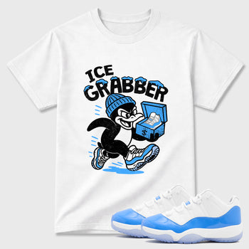 Sneaker match tees – Sneaker Tees To Match Air Jordan 11 University Blue Shoes – Ice Grabber Tee White 1
