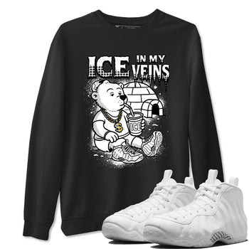 Ice In My Veins sneaker match t-shirt styled to complete your fit with the Air Foamposite One Triple White sneakers, graphic shirts in Black 1.