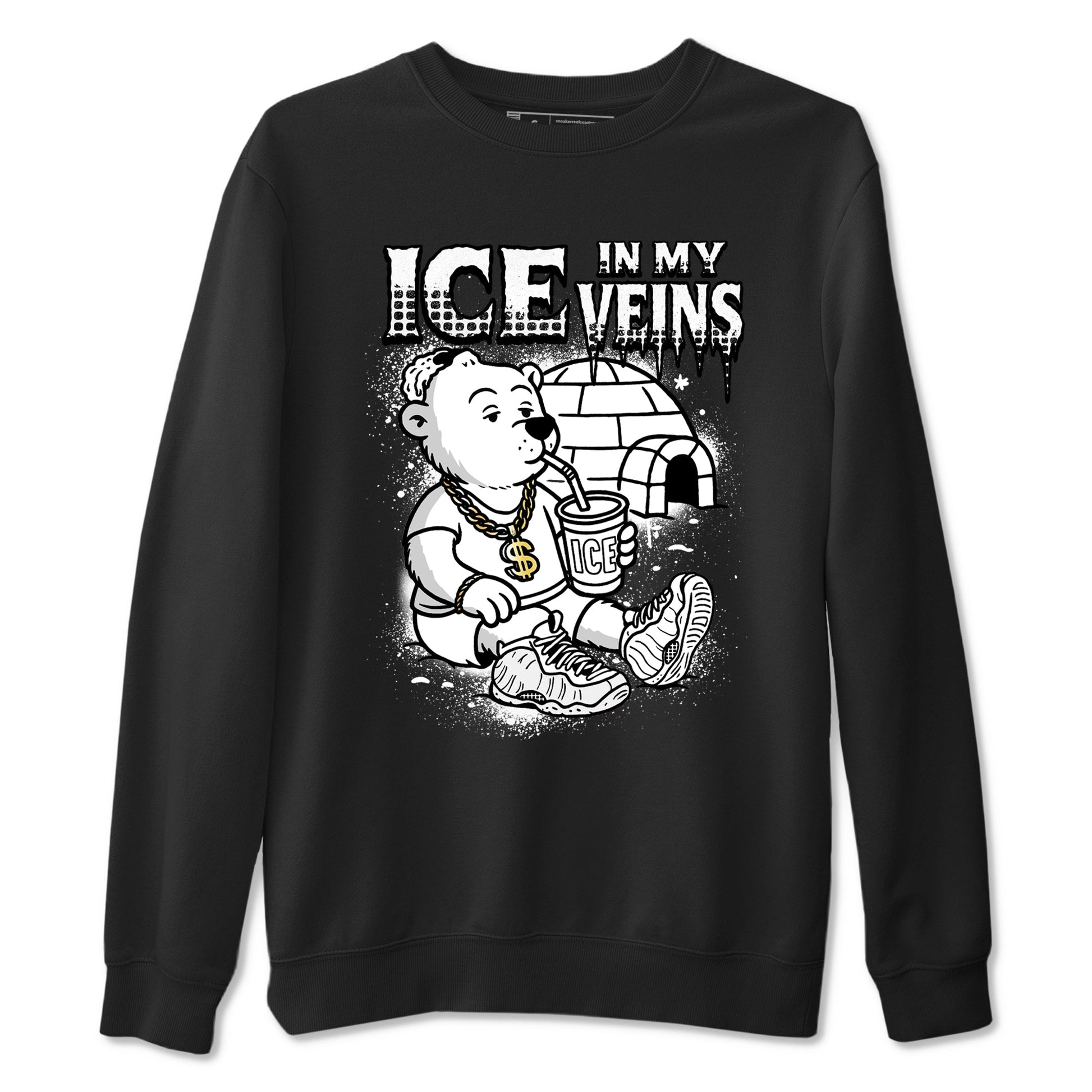 Ice In My Veins sneaker match t-shirt styled to complete your fit with the Air Foamposite One Triple White sneakers, graphic shirts in Black 2.