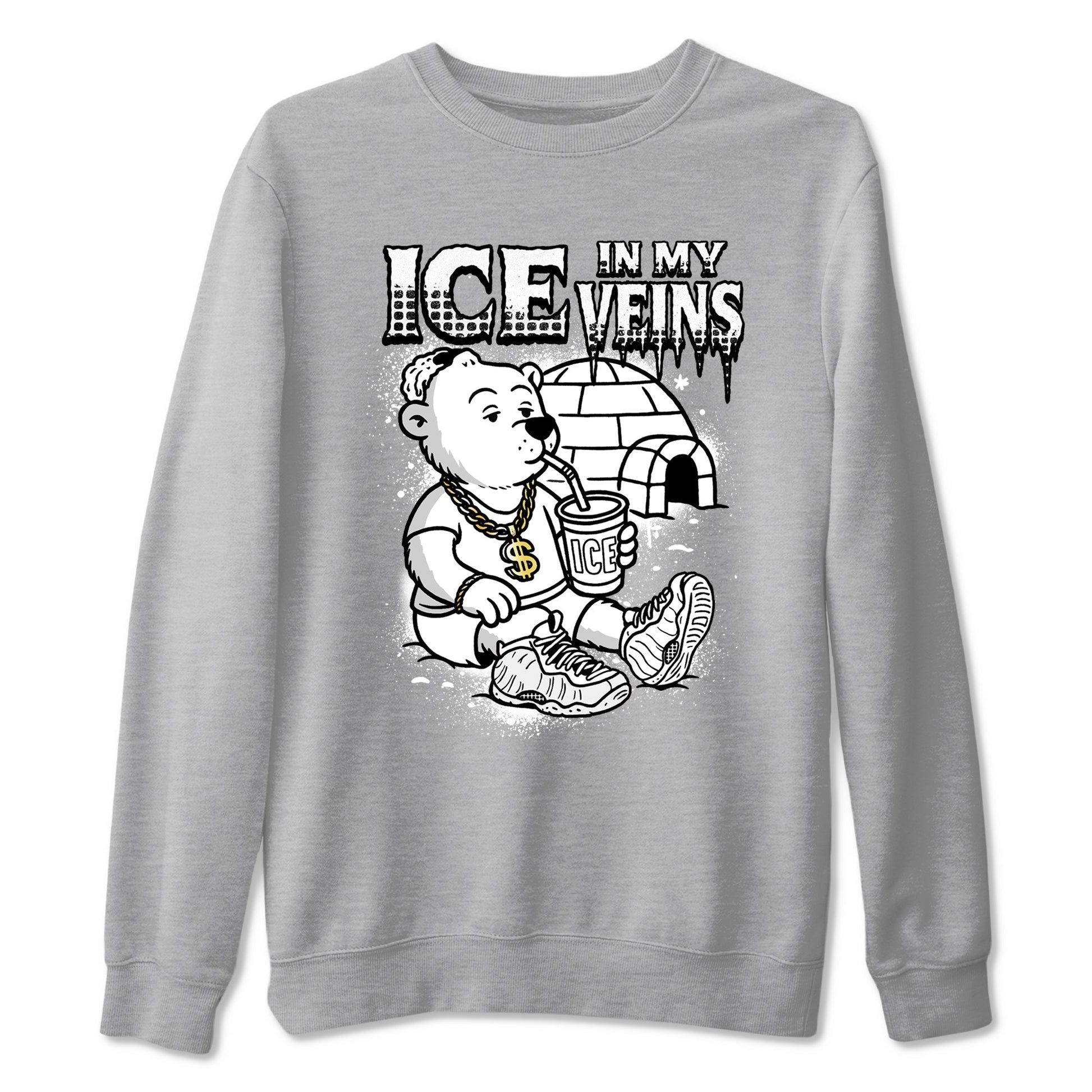 Ice In My Veins sneaker match t-shirt styled to complete your fit with the Air Foamposite One Triple White sneakers, graphic shirts in Heather Grey 2.