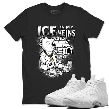 Ice In My Veins sneaker match t-shirt styled to complete your fit with the Air Foamposite One Triple White sneakers, graphic shirts in Black 1.