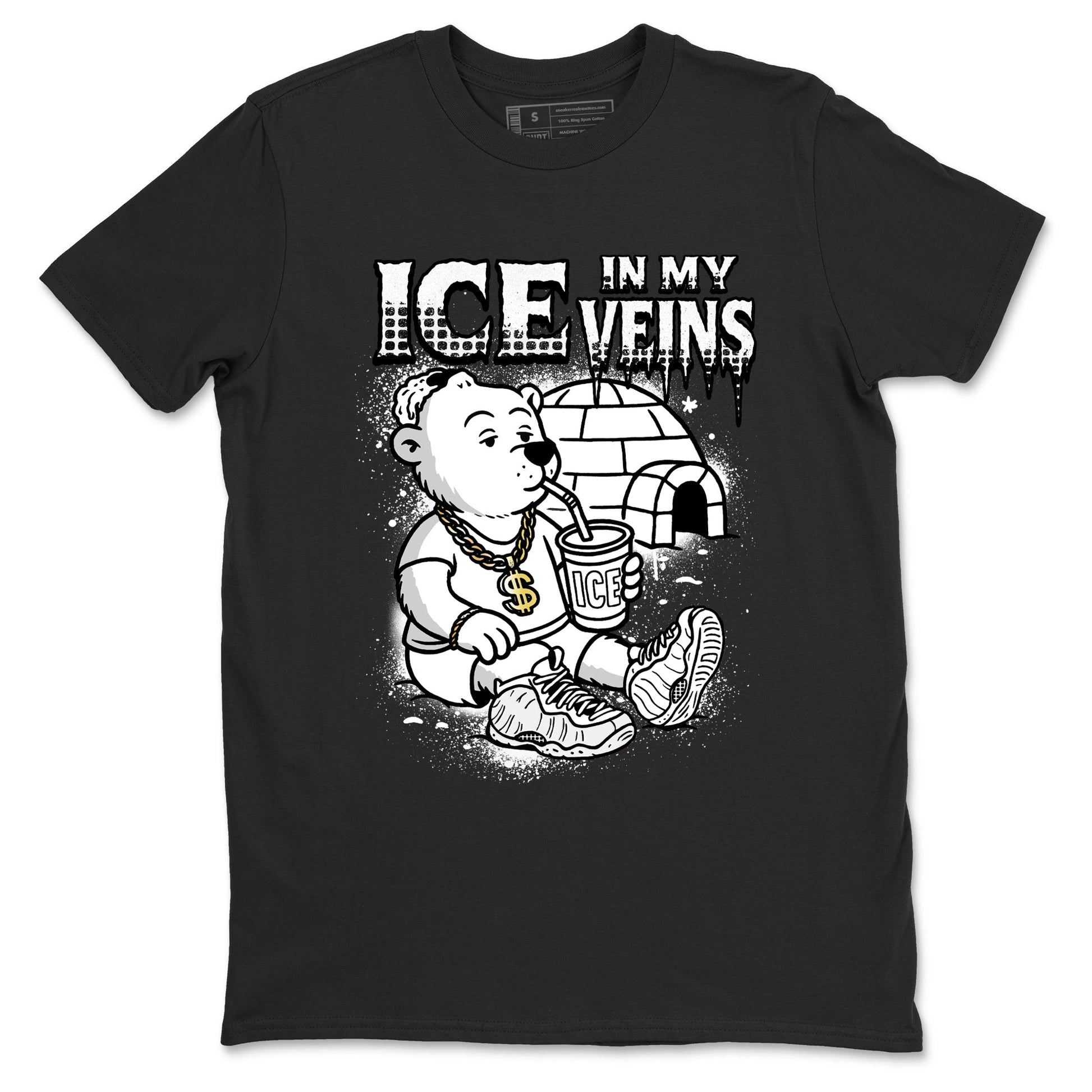 Ice In My Veins sneaker match t-shirt styled to complete your fit with the Air Foamposite One Triple White sneakers, graphic shirts in Black 2.