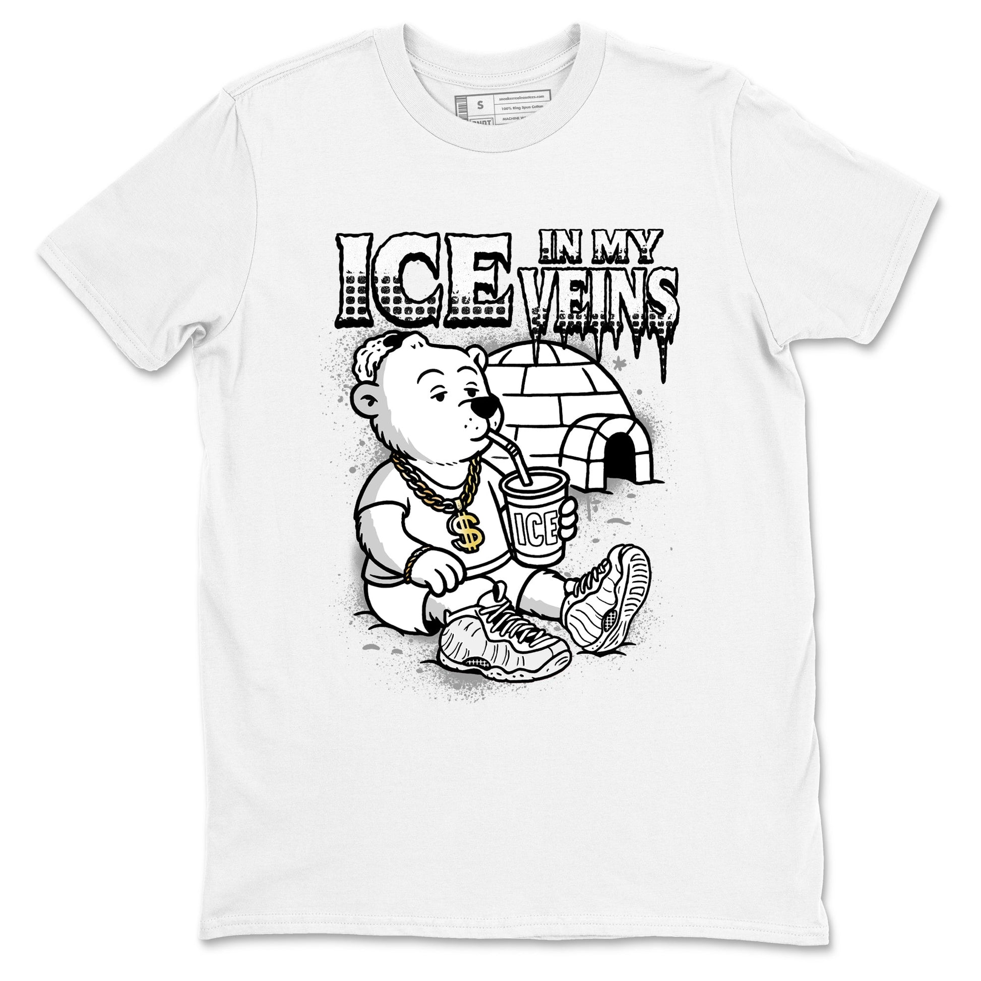 Ice In My Veins sneaker match t-shirt styled to complete your fit with the Air Foamposite One Triple White sneakers, graphic shirts in White 2.